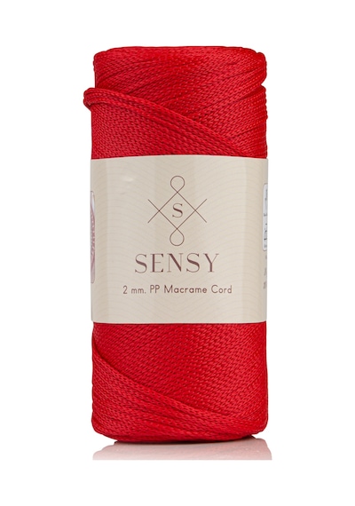 2 Mm - 200 Gr Polyester Makrome Ipi Kırmızı 230 M Polyester Makrome Ip Supla Ip Ve Çanta Ipliği