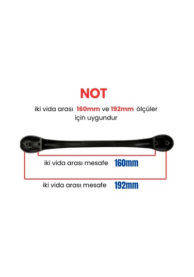 50 Adet Aras Mat Siyah Metal Mobilya Kulpu 160mm - 192mm Mat Siyah