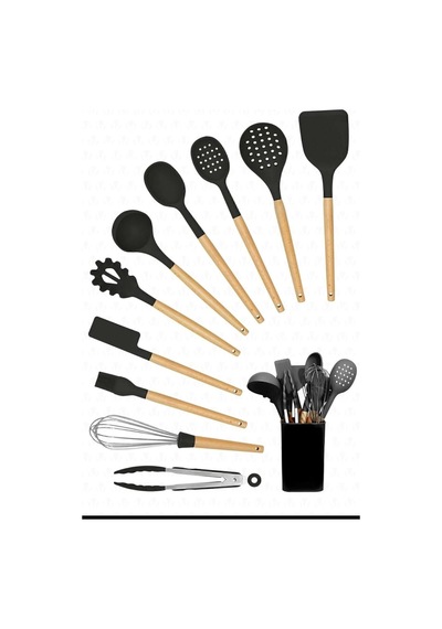 Nannoo Then Silikon Spatula Mutfak Seti 11 Parça Siyah Diğer