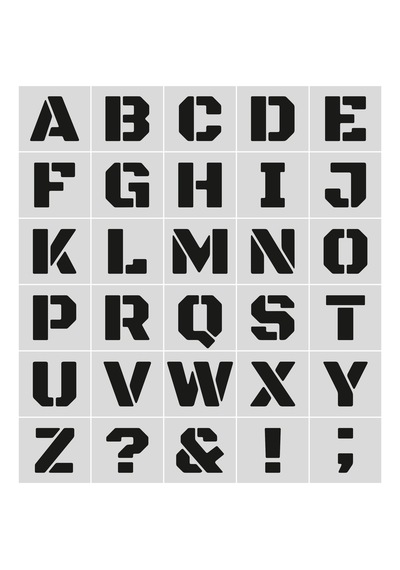 Stencil Harf Boyama Şablonu X057 Harf Yüksekliği 5 Cm
