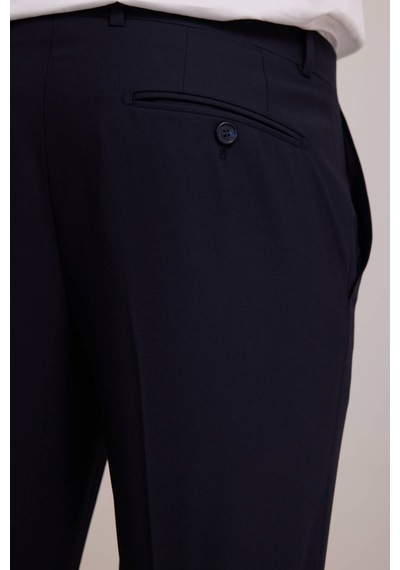 Erkek Koyu Lacivert Slim Fit %100 Yün Takım Elbise