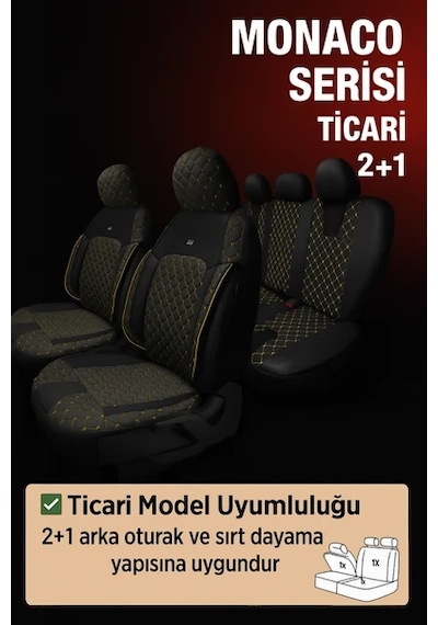 Renault Espace 6 2023 Ve Sonrası Alpine E-tech Hybrid 5 Kapı - Ticari 2+1 Monaco Eviza Oto Koltuk Kılıfı - Siyah Sarı Siyah Sarı