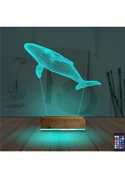 Luvivia Balina 3d Lamba - Masa Gece Lambası Şeffaf