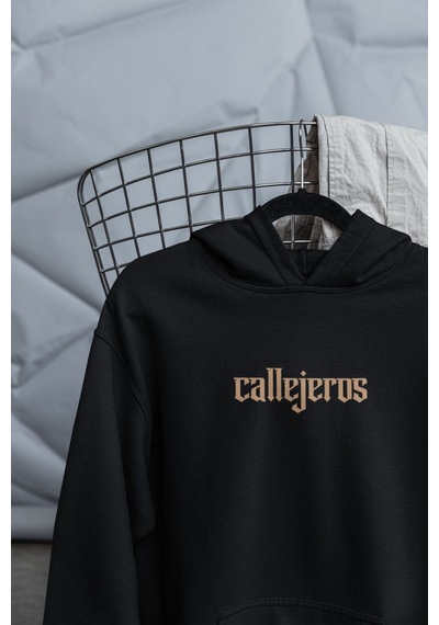 Macklin Unisex Kadın Erkek Callejeros Ön Arka Baskılı Özel Tasarım Baskılı Kapşonlu Sweatshirt Siyah Mck1522 Siyah