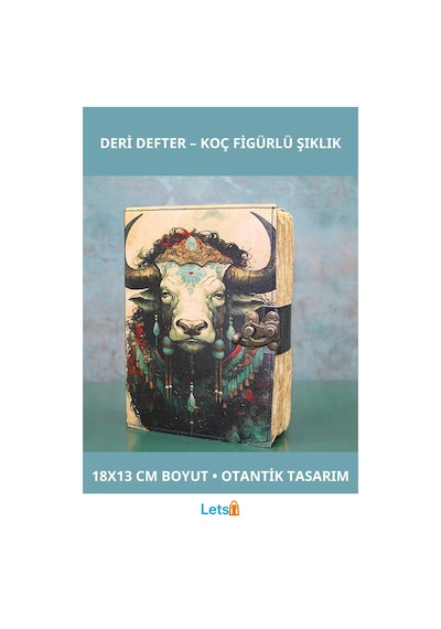 Renkli Otantik Koç Tasarımlı Deri Defter Model 2 Çok Renkli