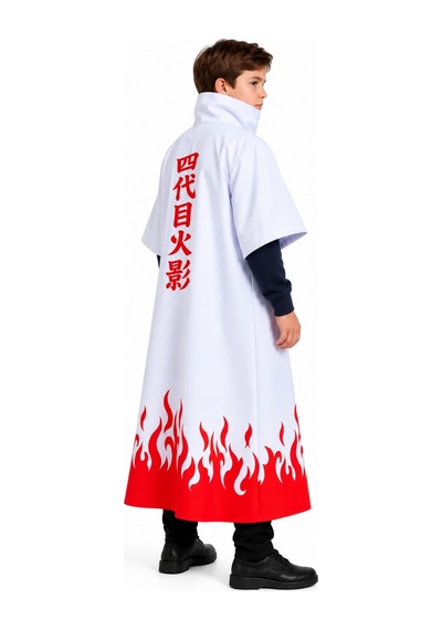 Çocuk Minato Namikaze Cosplay Pelerini Beyaz