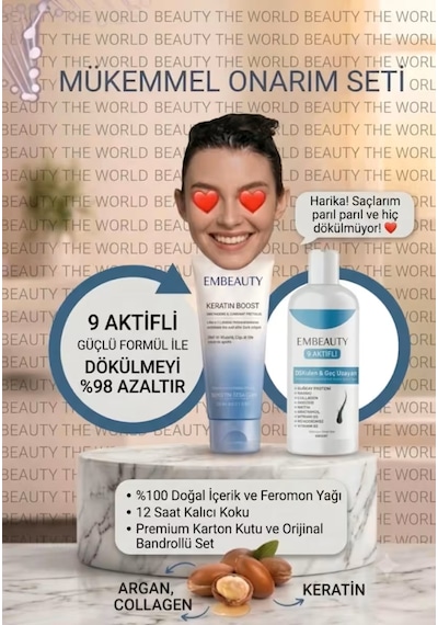 Keratin & Collagen Yoğun Onarıcı Saç Bakım Seti Şampuan + Saç Kremi