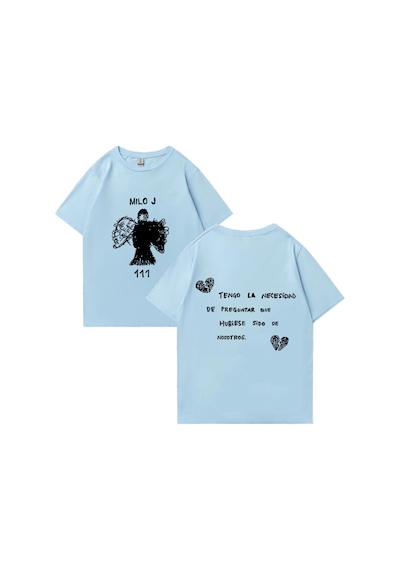 Flood Of Style Rapçi Milo J T Shirt 111 Albümü Merch Baskı T-shirt Erkekler Kadınlar Saf Moda Kalça Hopt-shi Mavi
