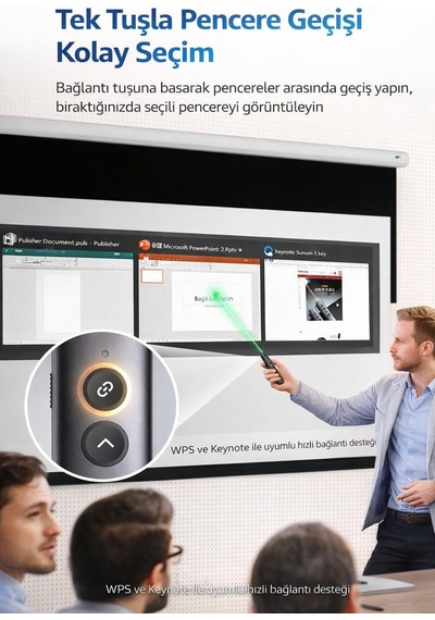 Ss10pro Kablosuz Sunum Kumandası 2.4g Wireless Usb Type-c Alıcı Laser Pointer Şarjlı Batarya Slayt Kontrol Presentation Clicker Ss10pro Çok Renkli