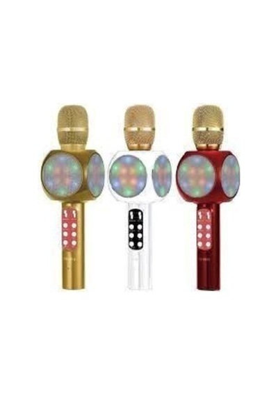 Ws-1816 Led Işıklı Karaoke Mikrofon, Bluetooth Hoparlör Mp3 Kırmızı