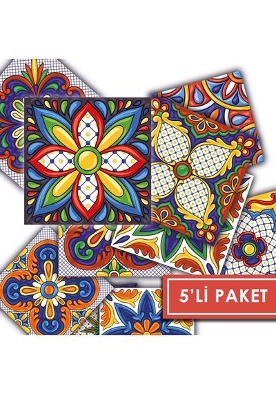 Kendinden Yapışkanlı Karnaval Desenli Pvc Karo 10x10 Cm 5 Li Paket