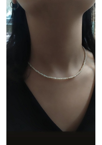 Gümüş Kilitli Doğal 3mm Kum İncisi Kolye Gl76f239 Diğer