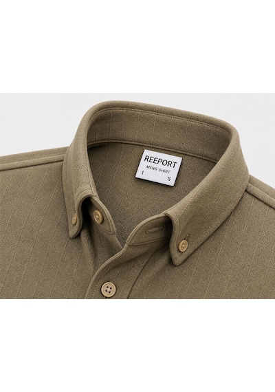 Classics Men Reeport Likralı Kısa Kol Slim Fit Çizgili Gömlek - 7640 Kahverengi