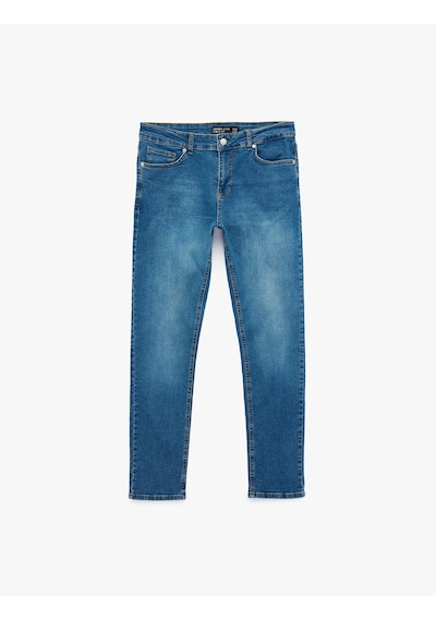 Koton Normal Bel Slim Fit Jean Pantolon - Brad Jean Orta İndigo 6sam40215nd