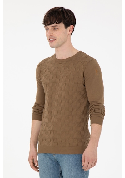 U.S. Polo Assn. Erkek Slim Fit Bisiklet Yaka Haki Basic Kazak 50288882-VR027