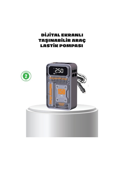 Taşınabilir Kablosuz Hava Pompası 150 Psı Güçlü Basınç Ve 6000mah Şarjlı Cn