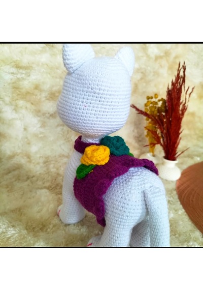 Amigurumi Sevimli Beyaz Kedi Oyuncak