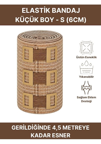 Elastik Bandaj 6cm, 4 Klipsli 4,5 Metreye Kadar Uzar, Spor Ve Günlük Kullanım