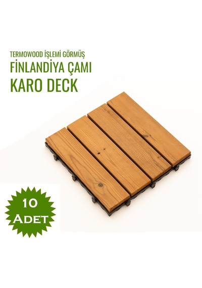 Pafu Sunsoe Fin Çamı Balkon Bahçe Ahşap Yer Döşemesi Karo Deck 30x30 Cm - 10 Adet 0,9m2