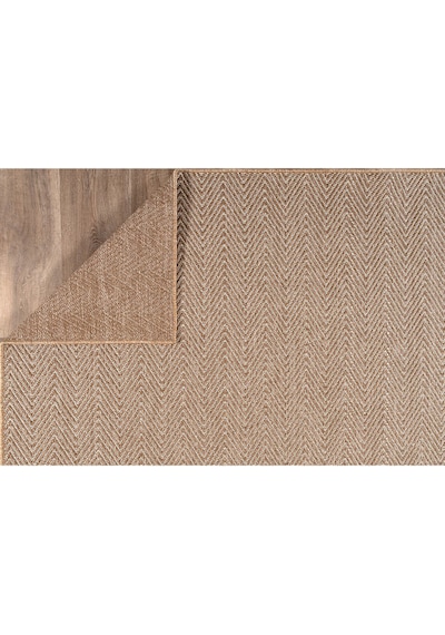 Srz-0503 Jüt Tabanlı Hasır Dokuma Örme Bohem Antialerjik Halı Kilim Balık Sırtı Kahverengi - Krem