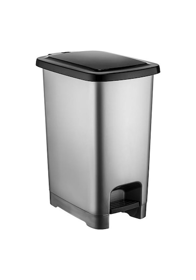 Omnipazar Sy-4283 Slim Pedallı Gri Plastik Çöp Kova Siyah 40 L Siyah
