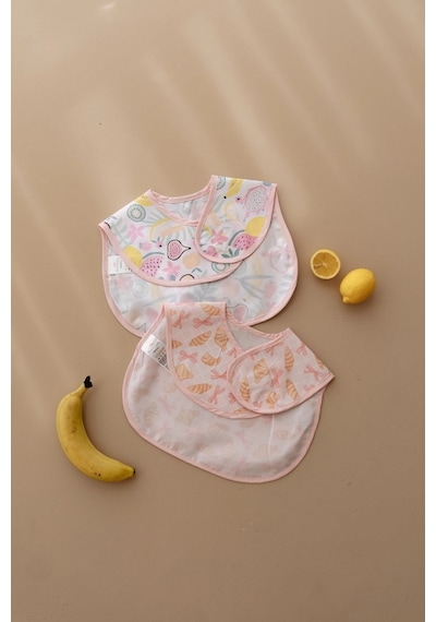 Pudra Biyeli 2li Sıvı Geçirmez Mama Önlüğü 6-36 Ay