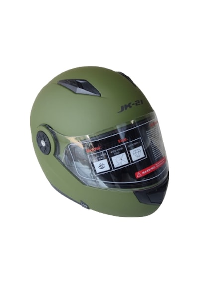 Jeıkaı Jk-21 Çene Açılır Güneş Vizörlü Mat Yeşil Kask