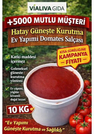 Hatay Yöresi Ev Yapımı Güneşte Kurutulmuş Domates Salçası 10 KG