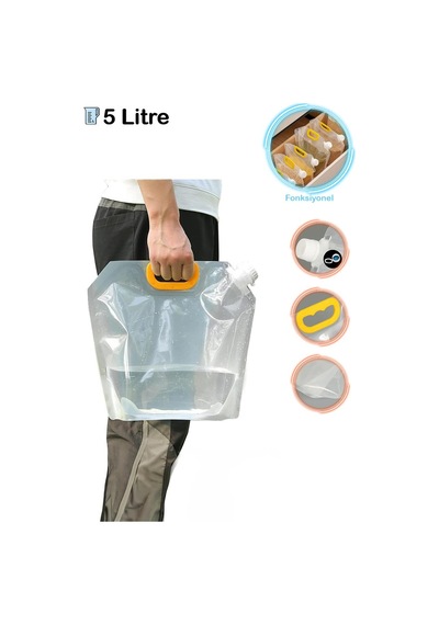 5 Litre Katlanabilir Su Çantası - Su Çantası Piknik Çantası Bakliyat Kabı Kamp Sürahisi