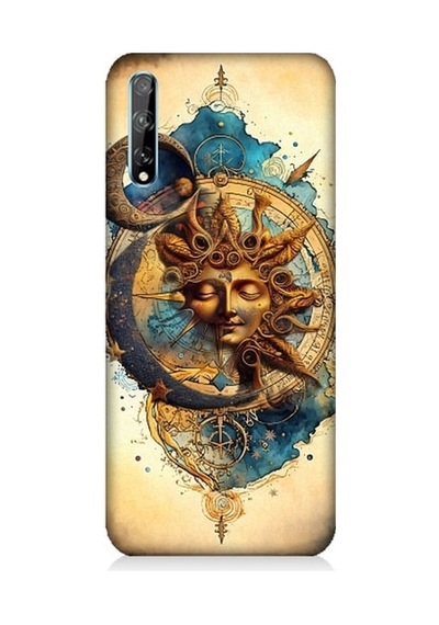 Huawei Y8p Uyumlu Ay Ve Güneş Tarot Desenli Silikon Kılıf