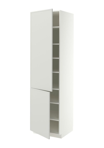 Mutfak Boy Dolabı , Aspudden Açık Gri, 60x60x220 Cm, 2 Kapaklı Ve 6 Raflı Mutfak Boy Dolabı , Aspudden Açık Gri, 60x60x220 Cm, 2 Kapaklı Ve 6 Raflı