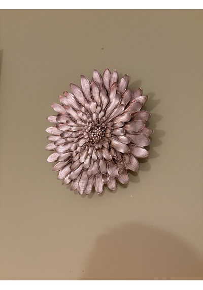 Dekoratif Çiçek Tabak / Duvar Süsü Eskitme Gümüş / Şampanya 28 Cm