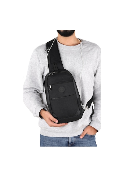 Strong Kulaklık Çıkışlı Tek Kol Göğüs Ve Sırt Çantası ,çapraz Çanta Body Bag Tk02 Siyah