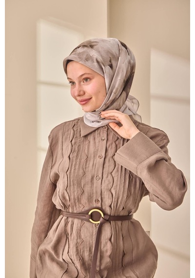 Silk Home Olinda İpek Eşarp 47004-01 Gri, Koyu Vizon, Mor, Koyu Yeşil