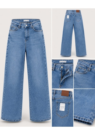 Rich Star Bol Paça Bayan Jeans 26-31 Buz Mavisi