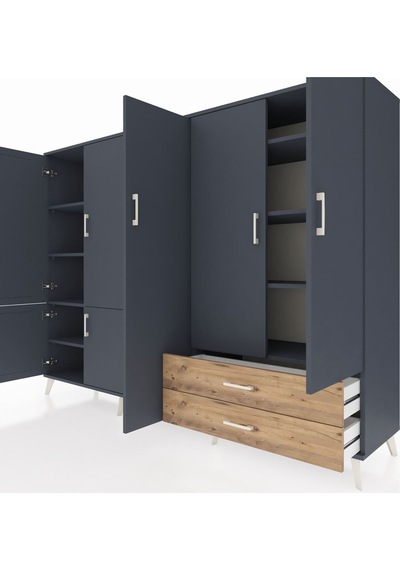 Hyperion Dolap 12 Raflı 2 Çekmeceli 7 Kapaklı 220x44x163 Antrasit Antrasit-antrasit/çam Hyperion Dolap 12 Raflı 2 Çekmeceli 7 Kapaklı 220x44x163 Antrasit Antrasit-antrasit/çam