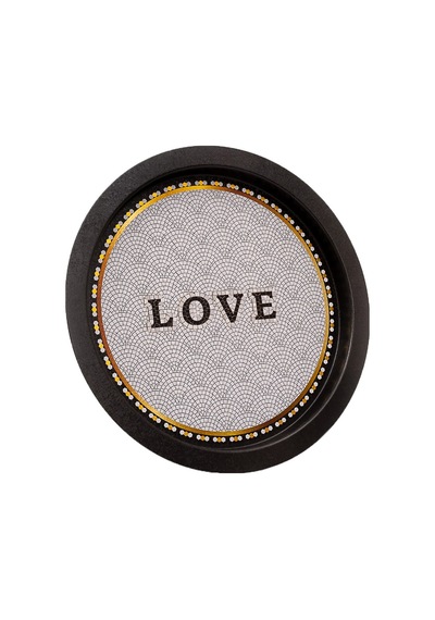 Mosaic Love Desenli Yuvarlak Metal Tepsi, 31.5 Cm