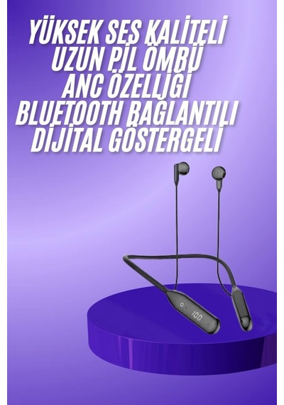 Boyun Bantlı Kablolu Yüksek Ses Kaliteli Bluetooth Kulaklık Uzun Pil Ömrü 100 S - Karbul3711-1 Renkli