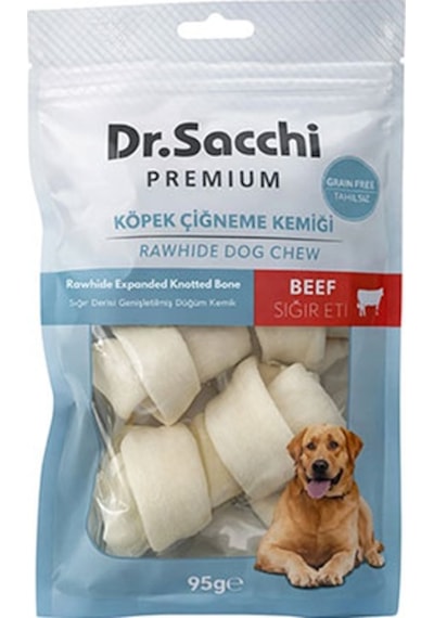 Dr.sacchi Premium Sığır Etli Sığır Derisi Genişletilmiş Düğüm Kemik Tahılsız Köpek Ödülü 2-4 3lü 95 Gr 109-30015.01