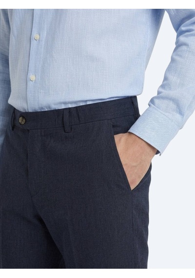 Kip Lacivert Dokuma Relaxed Fit Casual Pamuk Karışımlı Pantolon