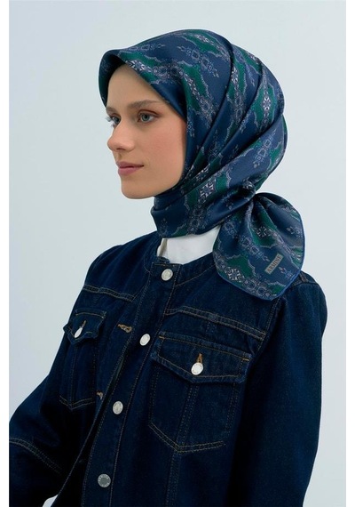 Armine İpek Eşarp 2026 Yaz - 9522-86 Lacivert Twill