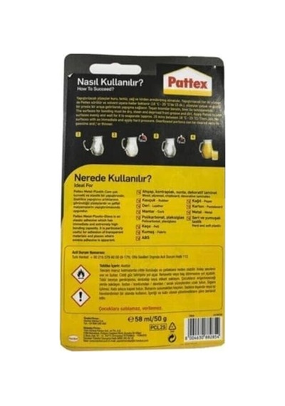 Tr Metal Plastik Cam Yapıştırıcı Şeffaf 50g Tüp