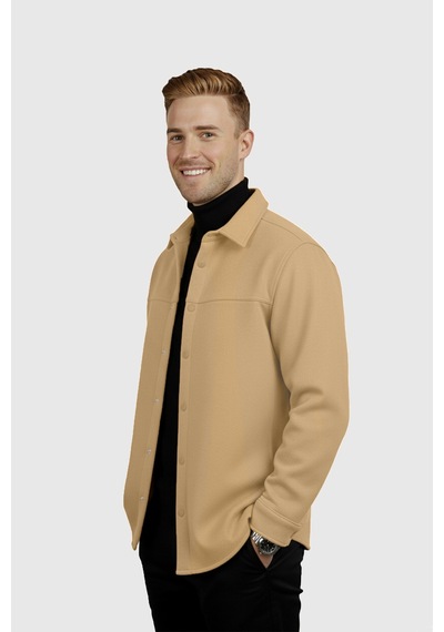 Rizzup Erkek Camel Likralı Rahat Kalıp Cepsiz Kaşe Ceket Çıt Çıtlı, Esnek Şık Model Ceket 2600760