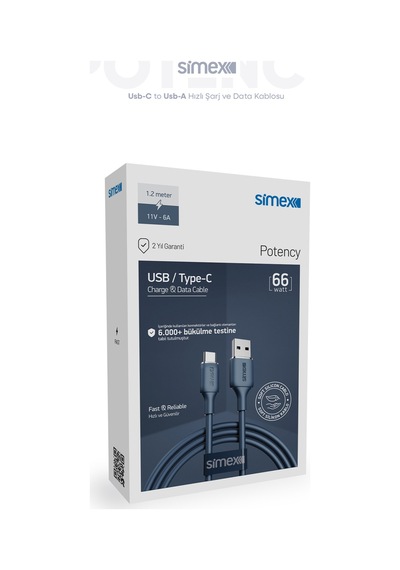 Simex 66w Hızlı Şarj Usb/type-c Kablo Samsung, Huawei, Honor, Uyumlu - Soft Silikon, Dayanıklı 1.2m Spk-14