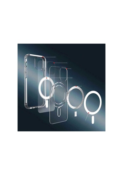 Apple iPhone Uyumlu 14 Plus Kılıf Magsafe Wireless Kablosuz Şarj Destekli Kristal Şeffaf Darbe Emici Kapak Renksiz-clr-24539