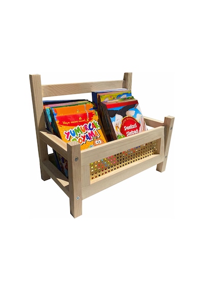 Ahşap Montessori Bank Kitaplık ve Dergilik