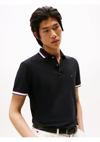 Tommy Hilfiger Cuff Interest Slım F, Bds Siyah Erkek Polo Yaka T-shirt