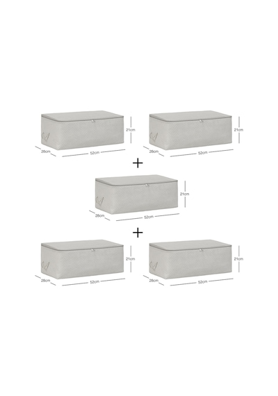 Ocean Home Textile 5'li Orta Boy Gri Balıksırtı Hurç Set 52 x 28 x 21 cm