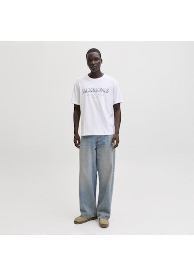 Jack & Jones Erkek Gögüs Logo Baskili Tisört - Devin - 12290173 Beyaz
