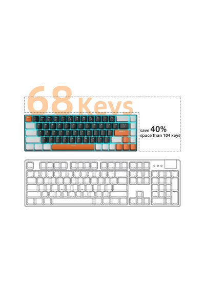 Magegee Mk-box 68 Tuş Kablolu Mekanik Red Switch Türkçe Q Turuncu-siyah Gaming Klavye